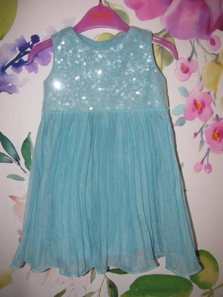 Tyrkysové dívčí šaty s plisovanou sukní v.6-12 měs, monsoon,80