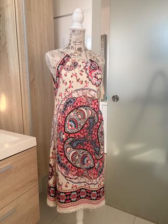 Paisley vzor šaty růžovo/cerno/bezove xs, xs