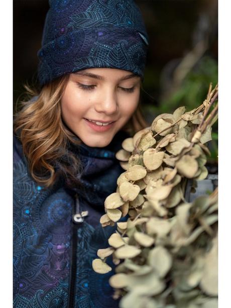 Softshellový kabát unuo mandala dívčí s fleecem, unuo,128 / 134