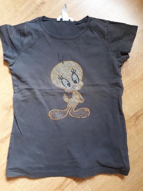 Tričko s kamínky tweety, h&m,134