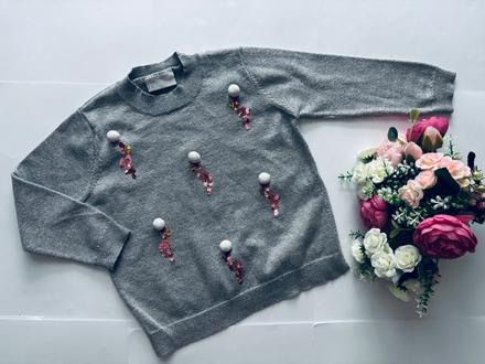 D79/ svetr vánoční - v.3 roky stříbrné barvy, 98