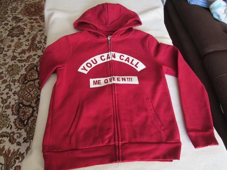 Krásná vínová teplejší bavl. mikina s kapucí, c&a, c&a,146