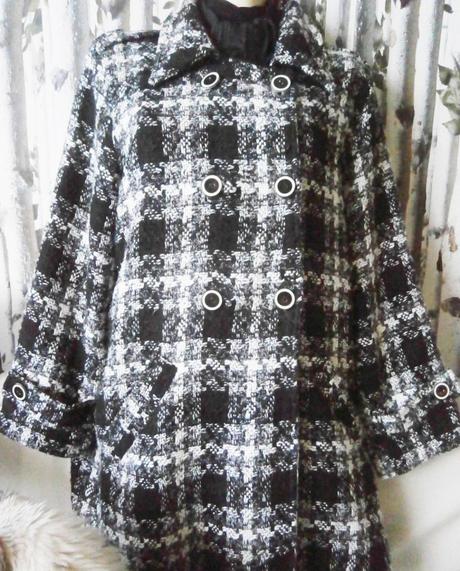 Kabát černo-bílé káro, f&f,xxl