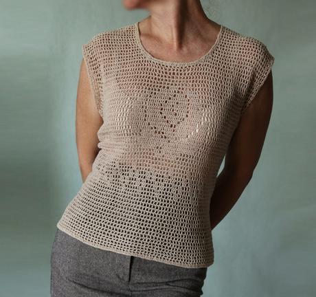 Ručně háčkované síťové tričko, l