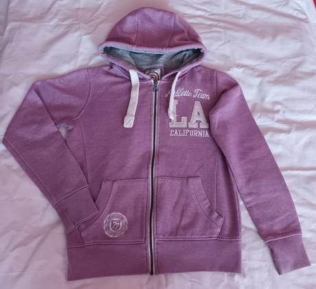 Fialová mikina na zip s kapucí, s