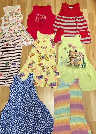 Bavlněné letní šaty 7x + krátký overal 7-8let, h&m,122