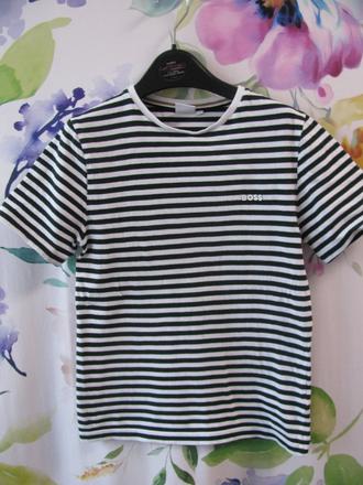 Dětské pruhované bavlněné tričko boss, 140