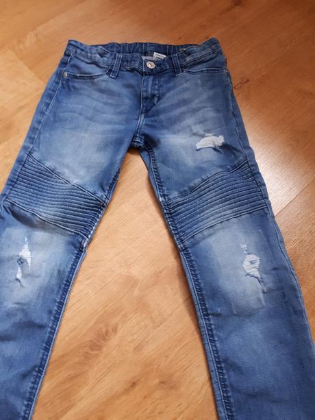 Bezva dřené džíny rifle, h&m,140