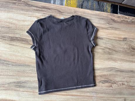 Crop top black pink, h&m,158