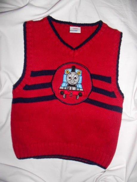 Krásná úpletová vesta - mašinka tomáš, 86