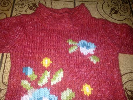 Dívčí rolákové pletené šaty květy vel. 86 - 92, marks & spencer,86