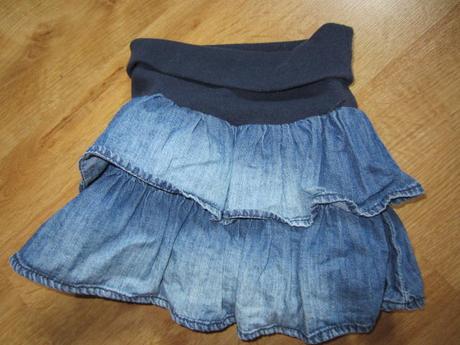 Džínová volánková sukně se všitýma kalhotkama, h&m,74