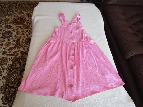 Pěkné růžové bavl. letní šatečky na ramínka, v.128, pepco,128