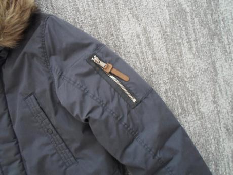 Modrá bunda bundička s kožíškem, h&m,152