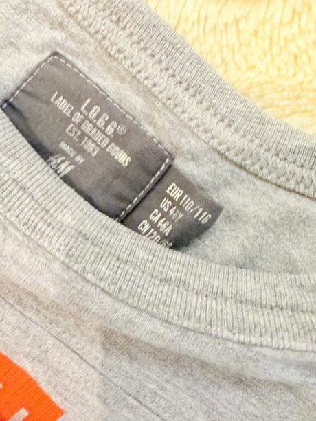 H&m 110/116 tricko sede s oranžovým napisem, h&m,110