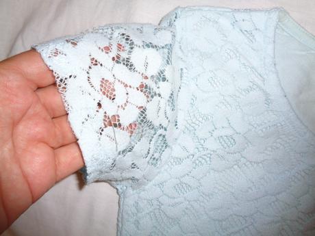 Luxus modroučké lambádové tričko - pružná krajka, next,146