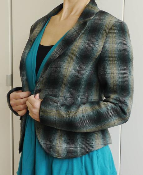 Kostkovane sako petrol - sede h&m, h&m,36