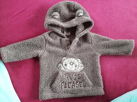 Mikina hnědá jako medvídek s ušima, cherokee,80