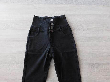 Kalhoty s vyšším pasem denim vel.s, denim,s