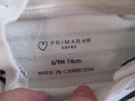 Kojenecká mikina s modrým proužkem, happy, primark,74