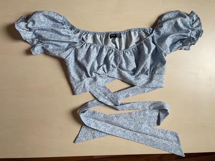 Modrý crop top, vel s, shein, s