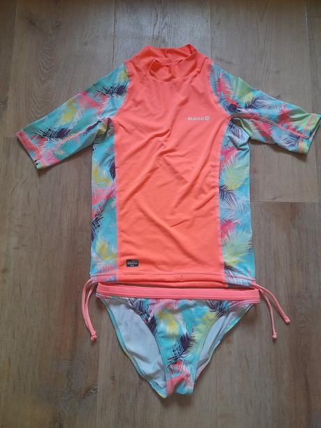 Plavky 3ks - vrchní+spodní díl + uv tričko,134/140, decathlon,134