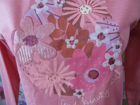 Bavlněné starorůžové tričko s flitrovými obrázky, f&f,152