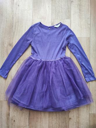 Fialové šaty, h&m,140