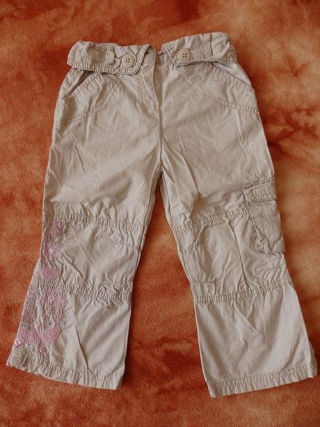 Plátěné béžové kalhoty s výšivkou, adams,98