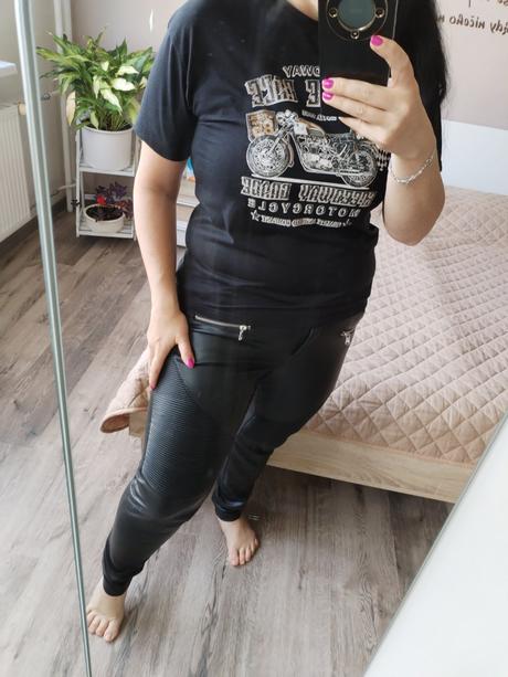 Dámské koženkové kalhoty vel m 38, kik,m