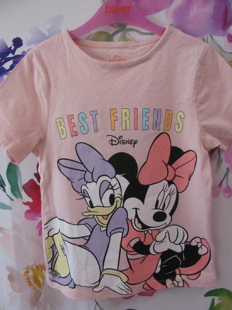 Růžové bavlněné tričko daisy kačerka a minnie, disney,116