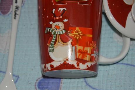 Vánoční set vintage hrneček s víčkem a lžičkou,