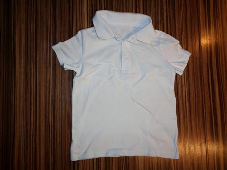 Bílé bavlněné vroubkované tričko s límečkem, next,104