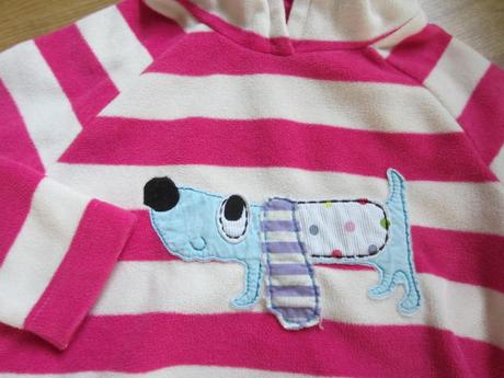 Fleasová pruhovaná mikina s pejskem, next,110