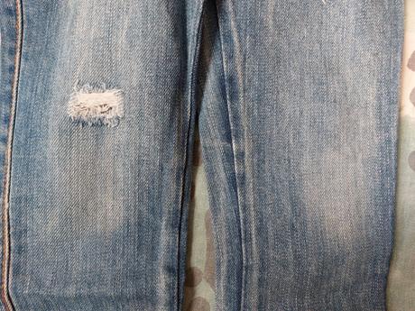 Trhané džíny výšivka, korálky, flitry, štras, denim co,116