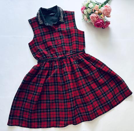 Ob/ šaty karované s límečkem - v.9/10 let, george,140