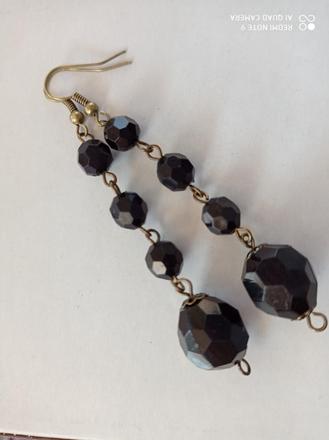 Černé dlouhé vintage naušnicky, 