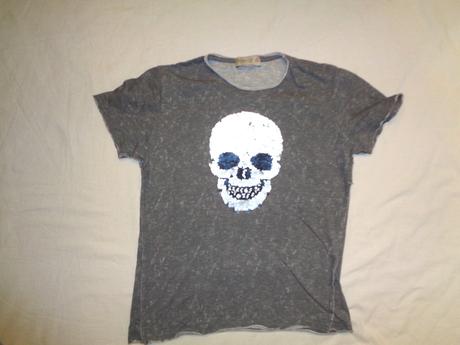 Luxusní tričko s lebkou - obousměrný flitr, zara,128