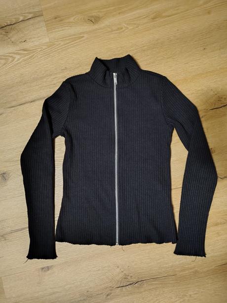 Dívčí/ženský svetr žebrovaný černý na zip takko xs, takko,xs