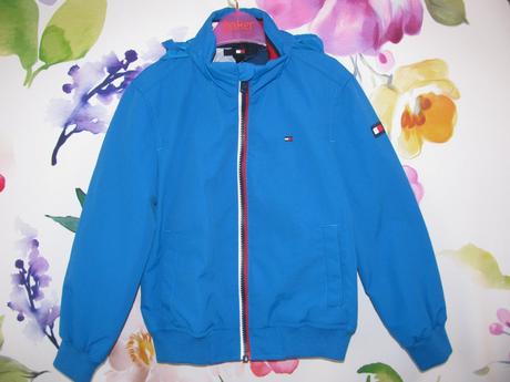Přechodní modrá bunda s kapucí tommy hilfiger, tommy hilfiger,110