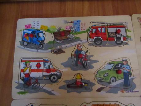 Dřevěné vkládačky-autíčka,zvířátka,ryby-goki,eichh,