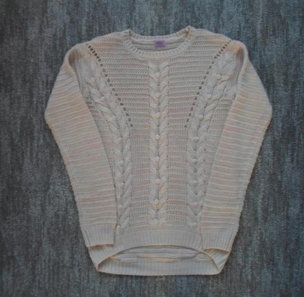 Růžový krémový pletený svetr svetřík, f&f,158