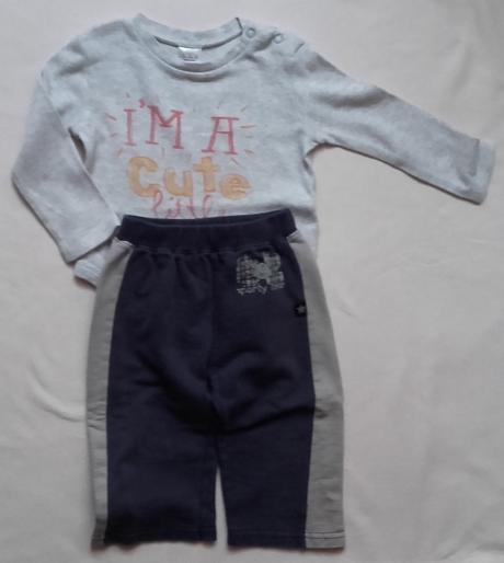 Body s dlouhým rukávem a tepláčky, vel.74/80, f&f,74