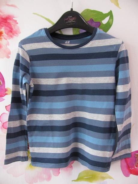 Chlapecké bavlněné tričko s pruhy h&m-v.122/128, h&m,122