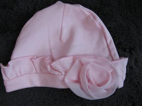 Růžová bavlněná čepička s kytičkou v.3-6 měs., 68