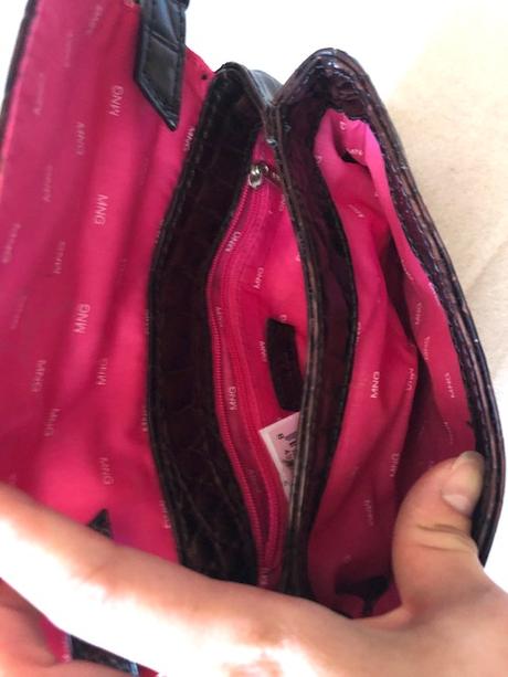 Mango hneda kroko leskla taska mala, mango