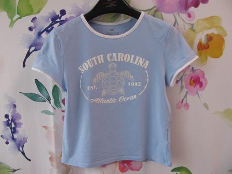 Dívčí kratší bavlněné elastické tričko h&m, h&m,164