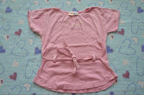 Růžové tričko s výšivkou, zn. eco product, 110