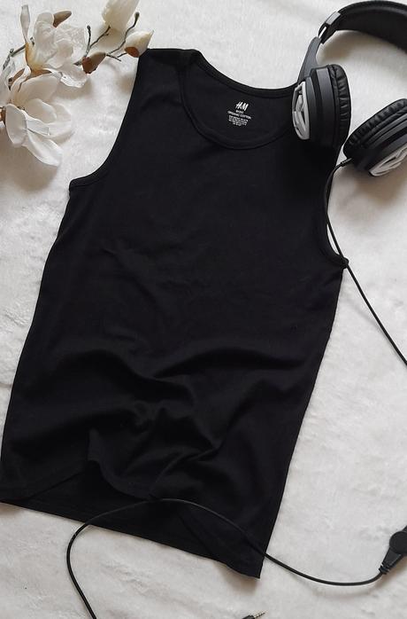 H&m černé bavlněné tílko, h&m,164