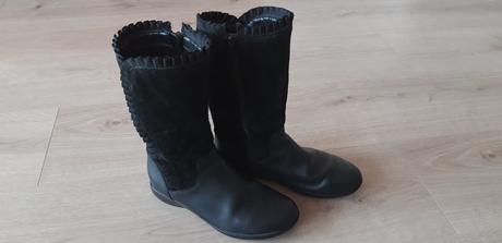 Černé kožené kozačky clarks vel. 34, clarks,34